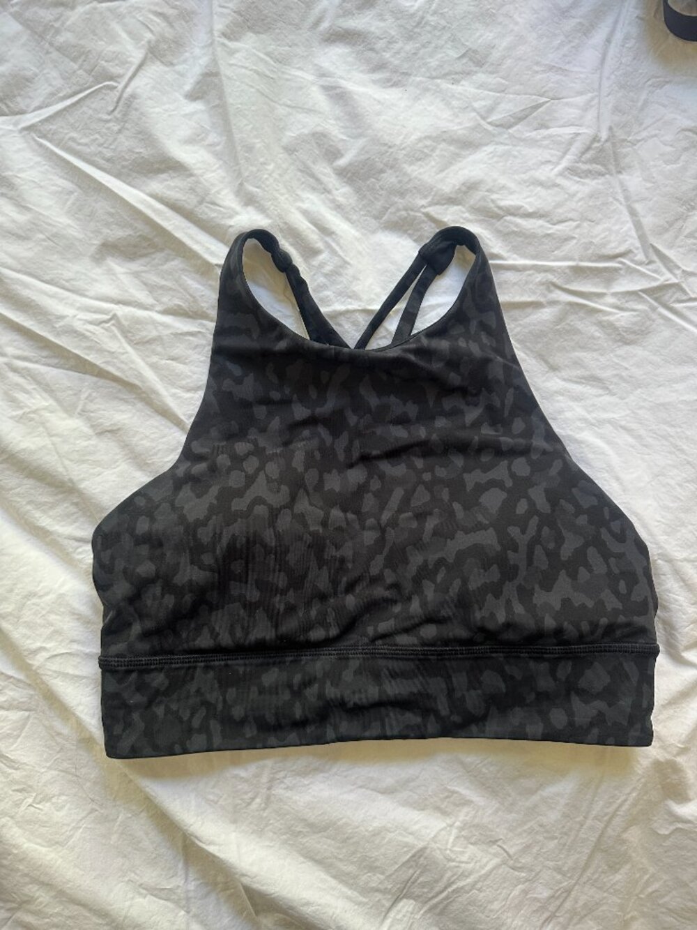 Lululemon Energy High Neck Longline Bra Medium Support Black/Gray Camo